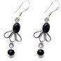 Riyo Black Onyx Personalised Silver Earring Posts L 1.2in Sebon-6006