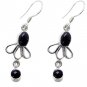 Riyo Black Onyx Personalised Silver Earring Posts L 1.2in Sebon-6006