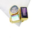 Riyo  Rose Quartz Gold Plated Fashion Sports Ring Sz 7 Gprmul7-52097