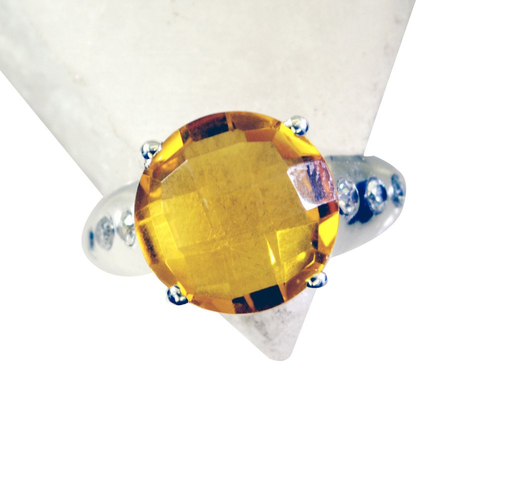 Riyo Citrine Silver Jewellery For Babies Silver Ring Sets Sz 7 Srcit7-14045