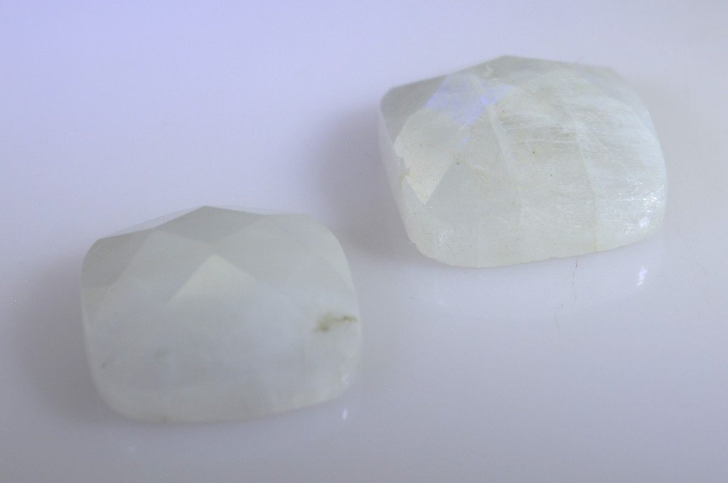 Rainbow Moonstone loose Stone 1 Pieces 15 x 15 mm Emerald cut Multi faceted Gems