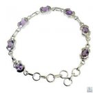 Riyo Amethyst Black Jewellery Hammered Silver Bracelet L 7.5in Sbraame-2014
