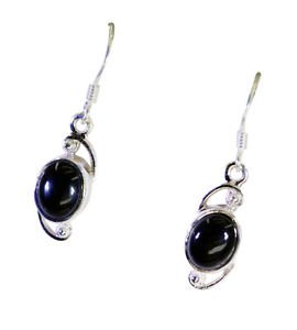 Riyo Black Onyx Quality Silver Jewellery Earring L 1.2in Sebon-6015