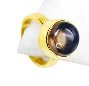 Smoky Quartz Copper Gold Plated Claddagh Ring