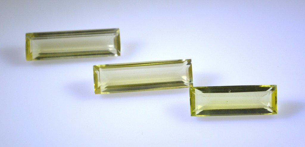 lemon Quartz loose Stone 1 Pieces 7 x 24 mm Emerald cut Yellow faceted Gemstone