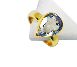 Green Amethyst 18c Y Gold Plated Cocktail Ring
