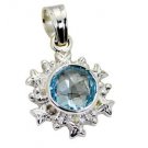 Riyo Blue Topaz Silver Sensations Jewelry Winter Pendants L 1in Spbto-10001