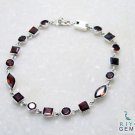 Riyo Garnet Artisan Jewelry Heavy Silver Charm Bracelet L 7.5in Sbragar-26001