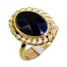 Riyo Black Onyx Gold Plate  Aqiq Ring Sz 6 Gprbon6-6037