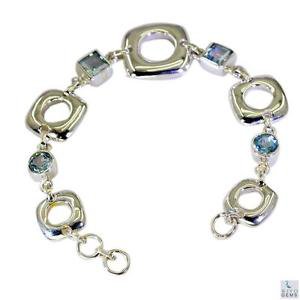 Riyo Blue Topaz Fair Trade Jewellery Antique Silver Bracelet L 7.5in Sbrabtz-100