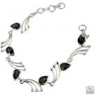 Riyo Smoky Quartz Fake Jewelry Silver  Strand Bracelet L 7.5in Sbrasqu-76004