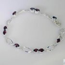 Riyo Garnet Costume Jewelry T Bar Bracelet Silver L 7.5in Sbragar-26049