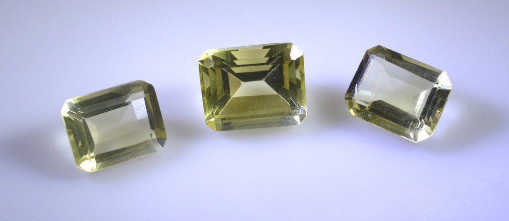 lemon Quartz loose Stone 1 Pieces 11x14,12x15 mm Emerald cut Yellow faceted Gem