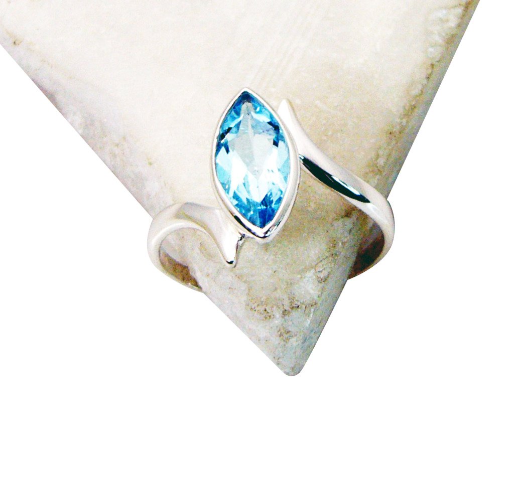 Riyo Blue Topaz Plain Silver Jewellery Classic Day Rings Sz 8 Srbto8-10072