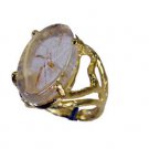 Riyo Rutilated Quartz 18kt Gold Plating Cocktail Ring Sz 6 Gprruq6-70019