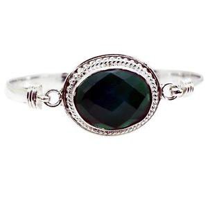 Riyo Green Onyx Fine Jewellery T Bar Bracelet Silver L 7.5in Sbragon-30005