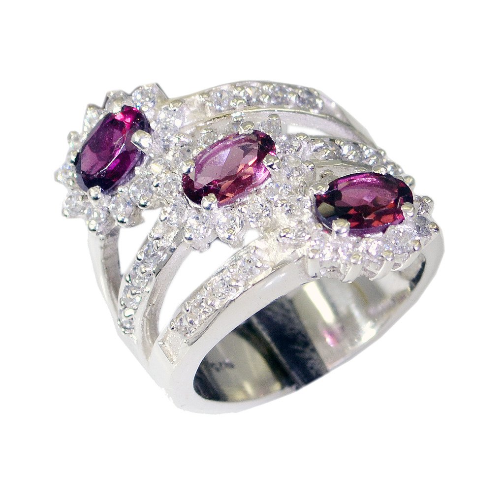 Riyo Garnet Silver Pendant Jewellery Long Silver Ring Sz 5 Srgar5-26006