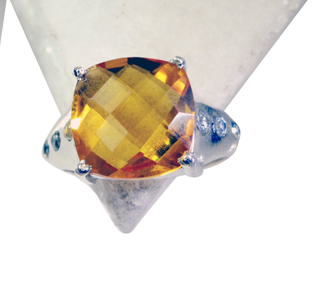 Riyo Citrine Silver Indian Jewelry Silver Love Ring Sz 6 Srcit6-14029