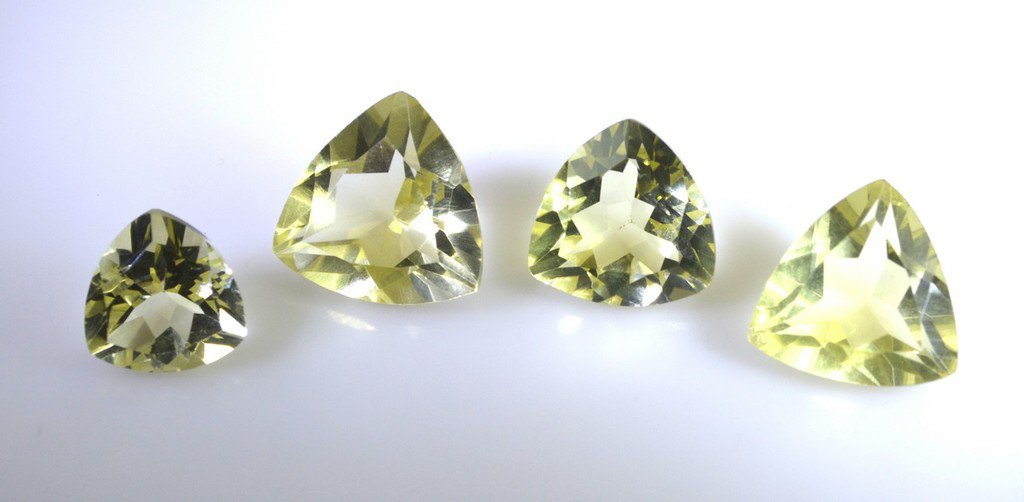 lemon Quartz loose Stone 1 Pieces 12x12,15x15,16x16 mm Trillion Yellow faceted