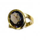 Smoky Quartz 18 C Gold Plated Ecclesiastical Ring