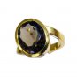 Smoky Quartz 18 C Gold Plated Ecclesiastical Ring