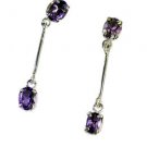 Riyo Amethyst Nepal Silver Jewelry Vintage Earring L 1.5in Seame-2087