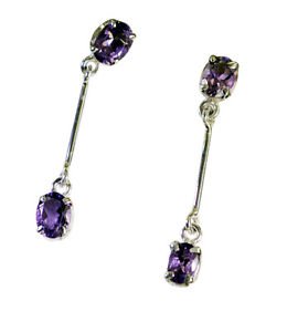 Riyo Amethyst Nepal Silver Jewelry Vintage Earring L 1.5in Seame-2087