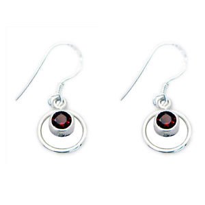 Riyo Garnet Silver Modern Jewellery Wedding Earring L 1in Segar-26059