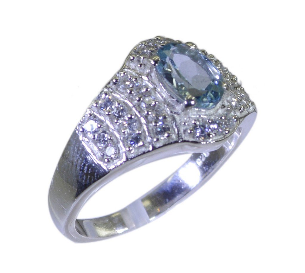 Riyo Blue  925 sterling silver Blue Topaz  Ring angelic buy handmade jewellery S