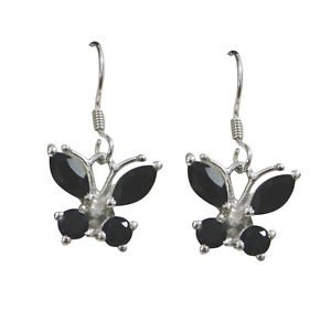 Riyo A Black Onyx 925 Solid Sterling Silver Graceful Earring L 1in Sebon-6041