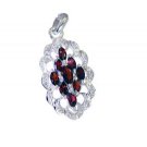 Riyo Garnet One Of A Kind Silver Jewelry Silver Pearl Pendant Necklace L 1.5in S