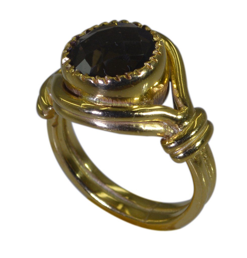 Riyo Brown gold Plated Smoky Quartz  Ring aesthetic jewelry store design GPRSQU6