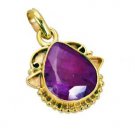 Riyogems Indi Ruby Gold Plated Fashion Dragonfly Pendant L 1.5in Gppiru-34034