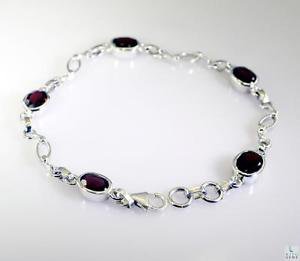 Riyo Garnet Brushed Jewellery Silver Bracelet L 7.5in Sbragar-26015