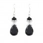 Riyo A Black Onyx 925 Solid Sterling Silver Hand Carved Earring L 1in Sebon-6045