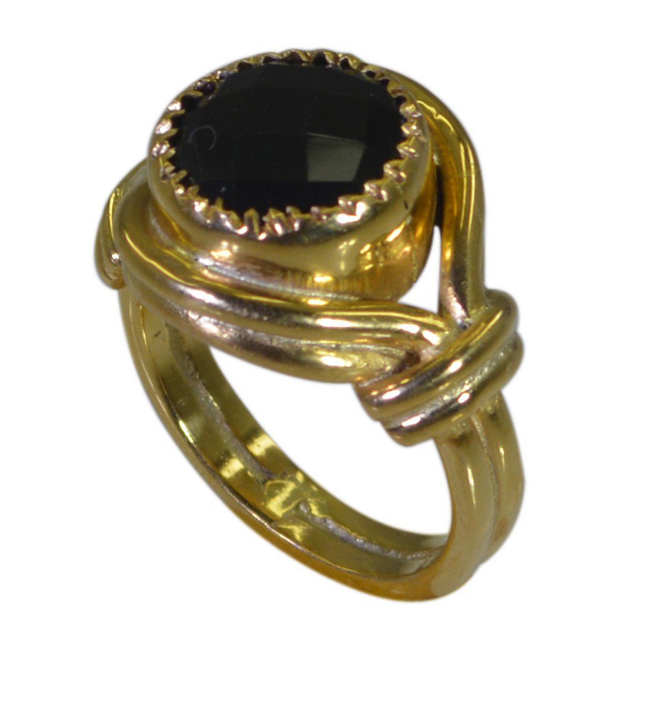 Riyo Black Gold Plated Black Oynx Ring appealing designer gemstone jewellery GPR