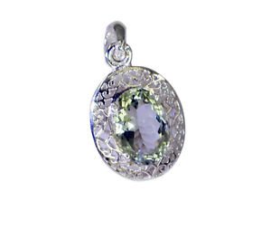 Riyo Green Amethyst Custom Silver Jewelry Love Pendants L 1in Spgam-28030