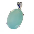 Riyo Aqua Chalcedony Silver Jewelry Wholesalers Solitaire Pendants L 1.5in Spach