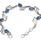 Riyo Blue Topaz Engraved Jewellery Thin Silver Bracelet L 7.5in Sbrabtz-10015