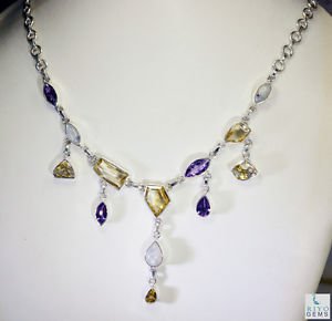 Riyo  Gemstone Gem Jewellery Solid Silver Heart Necklace L 16in Snmul-52014
