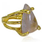 Riyo Rutilated Quartz 18k Y Gold Plate Sovereign Ring Sz 6.5 Gprruq6.5-70010