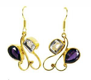 Riyogems Amethyst Crystal Buy Plated Vintage Earring L 1.5in Gpemul-52026