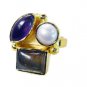 Riyo  Labradorite 18 Ct Gold Plated Ecclesiastical Ring Sz 5 Gprmul5-52006