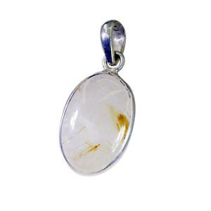 Riyo Rutile Quartz Costume Silver Jewelry J-Hoop Pendant Spruq-70003