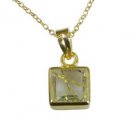 Riyo Multi Gold Plated Rutile Quartz CZ Pendant sightly artisan gemstone jewelry