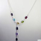 Riyo  Gemstone Friendship Jewellery Simple Silver Necklace L 16in Snmul-52012