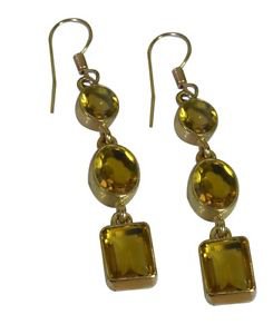 Riyo Yellow Gold Plated Citrine CZ Earring arresting handmade jewellery for sale