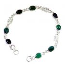 Riyo Green Onyx Fashion Jewelry Wholesale Solid Silver Charm Bracelet L 7.5in Sb
