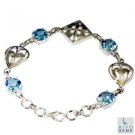 Riyo Blue Topaz Design Jewelry Silver Wave Bracelet L 7.5in Sbrabtz-10008