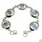 Riyo Blue Topaz Ethnic Jewellery Wide Silver Bracelet L 7.5in Sbrabtz-10019